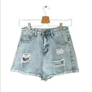 Ripped Denim Shorte